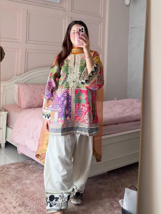 Rozana Embroidery 3PC (FARSHI SHALWAR)