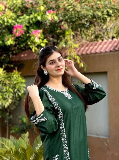 Agha noor design mirror work embroidered 2 piece dress