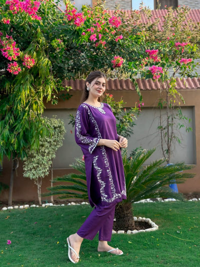 Agha noor design mirror work embroidered 2 piece dress