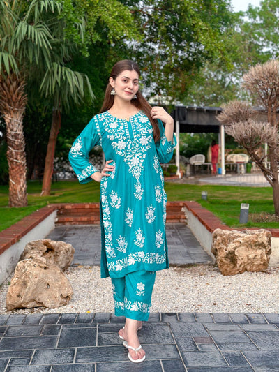 Indian embroidered 2 piece chikenkari Suit