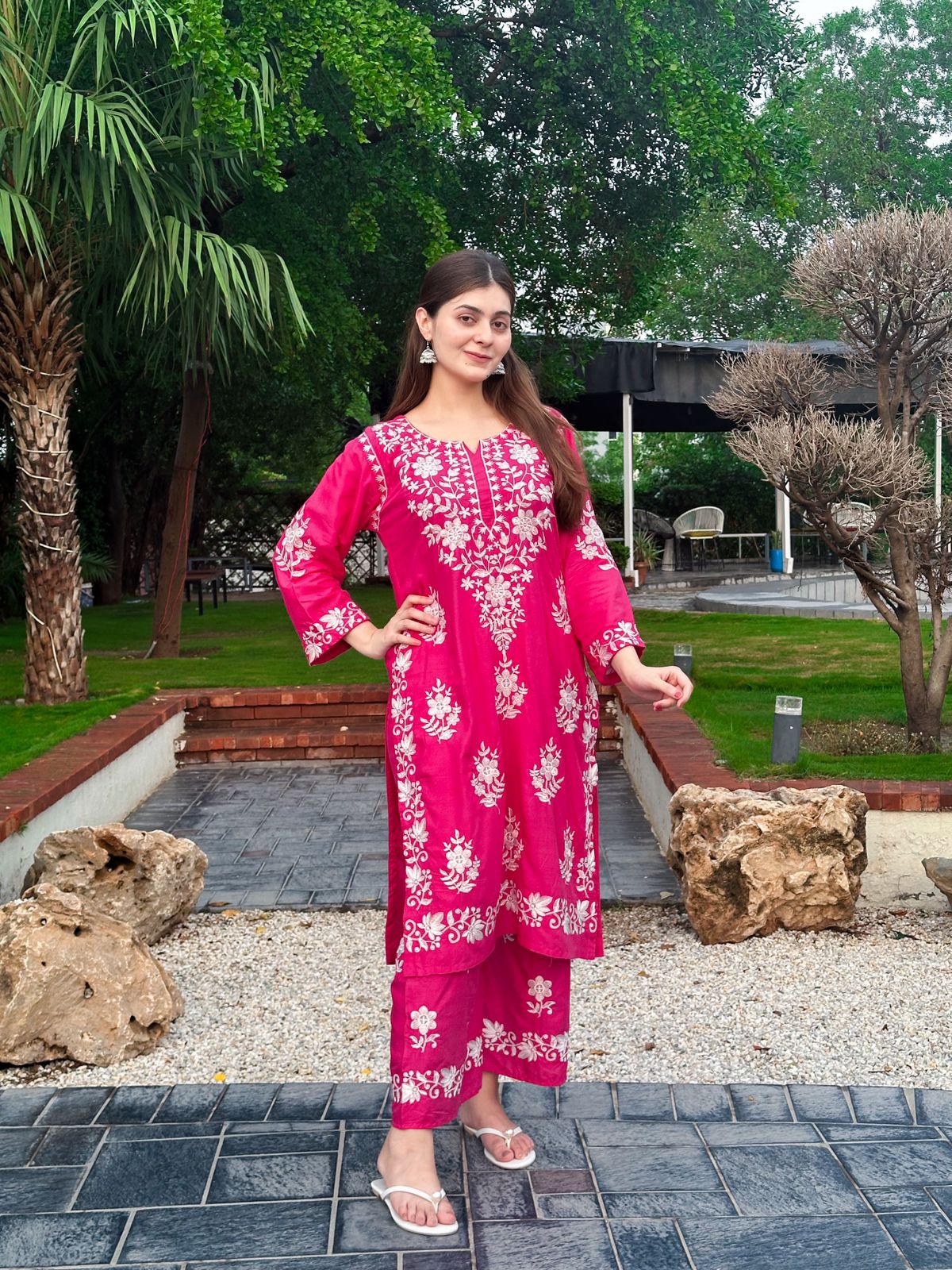 Indian embroidered 2 piece chikenkari Suit