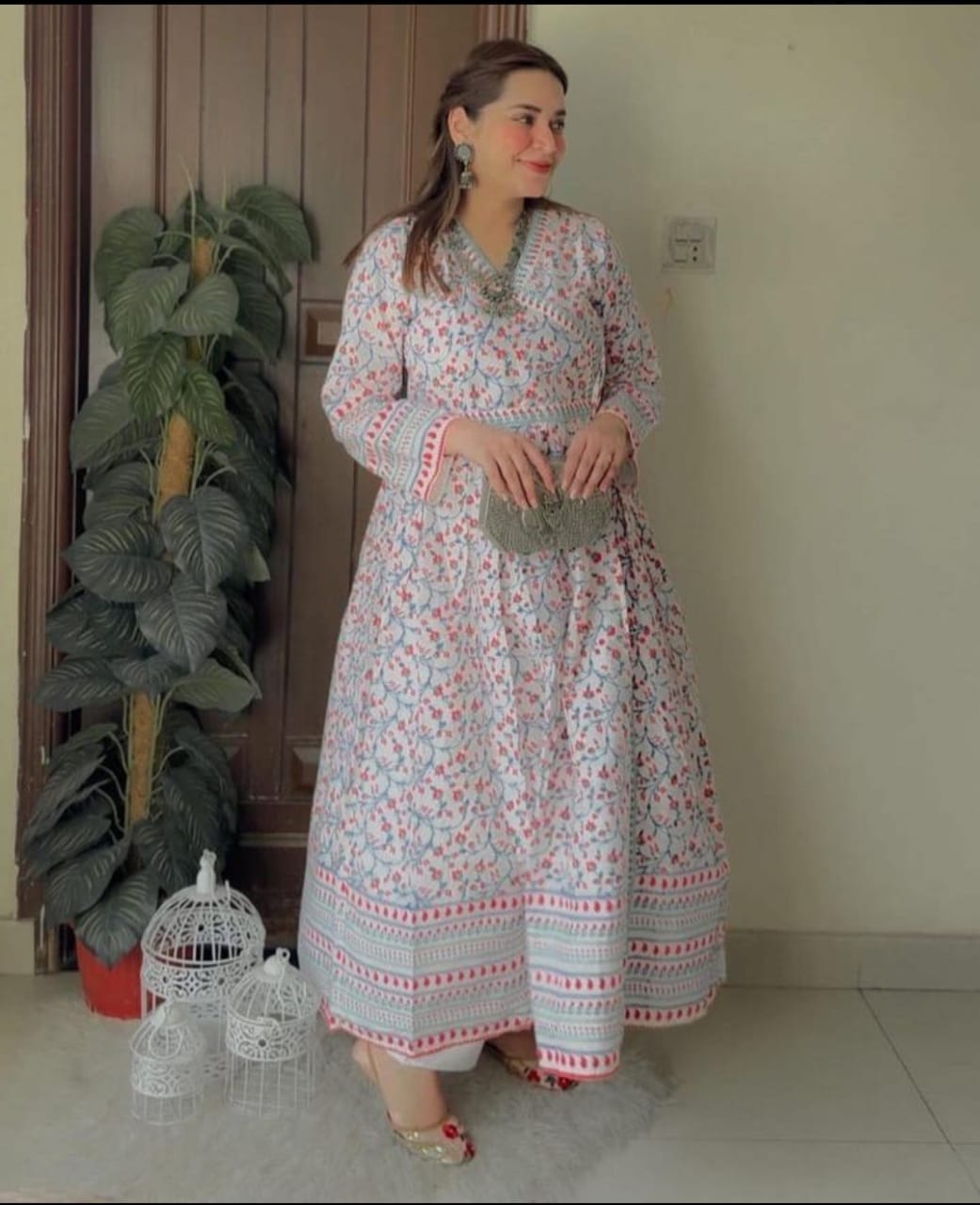 Cotton Angrakha Printed Maxi 2 Piece