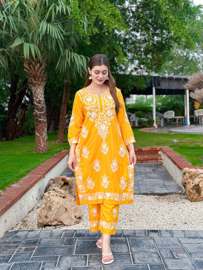 Indian embroidered 2 piece chikenkari Suit