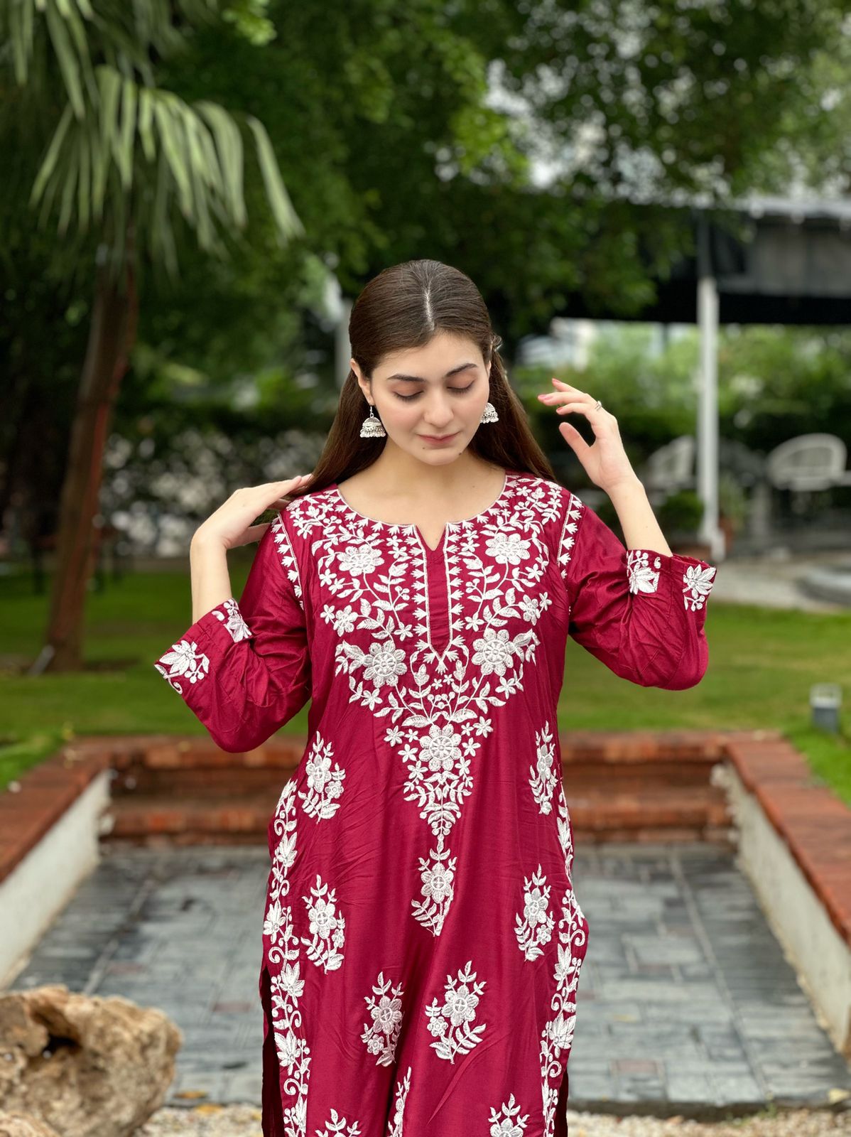 Indian embroidered 2 piece chikenkari Suit