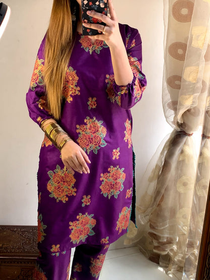 Printed Gulaab Design 2-pcs Dress For Women