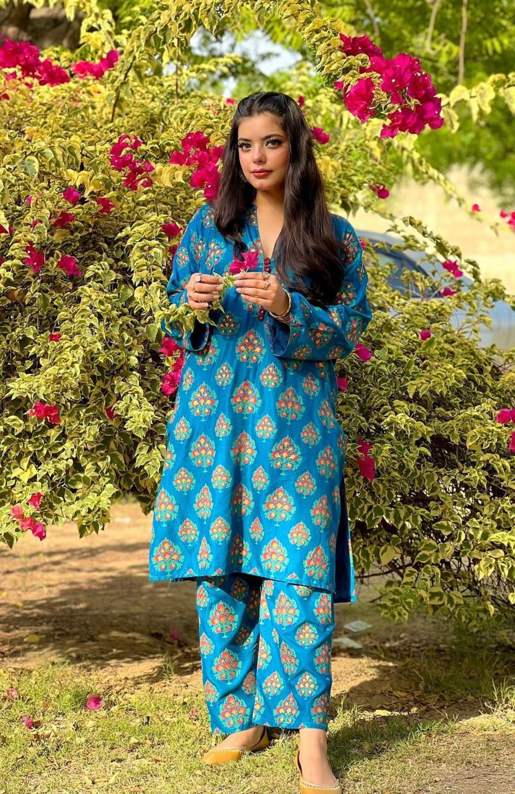 Bindi Block print Premium Lawn 2-piece Dress For Women