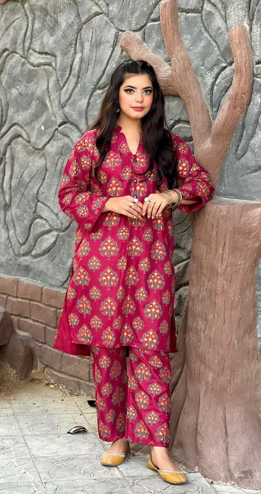 Bindi Block print Premium Lawn 2-piece Dress For Women