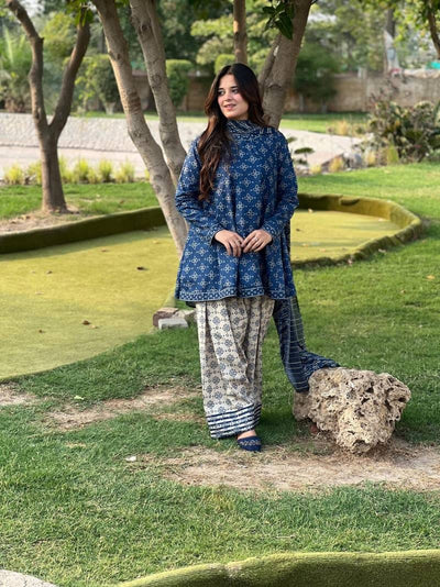 Berry 3PC Suit With Farshi Shalwar
