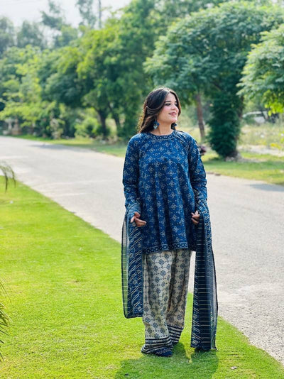 Berry 3PC Suit With Farshi Shalwar