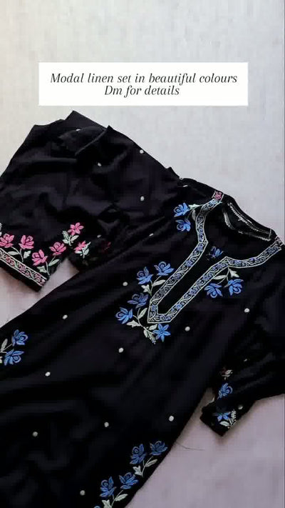 Multi embroidery on kurta and trouser