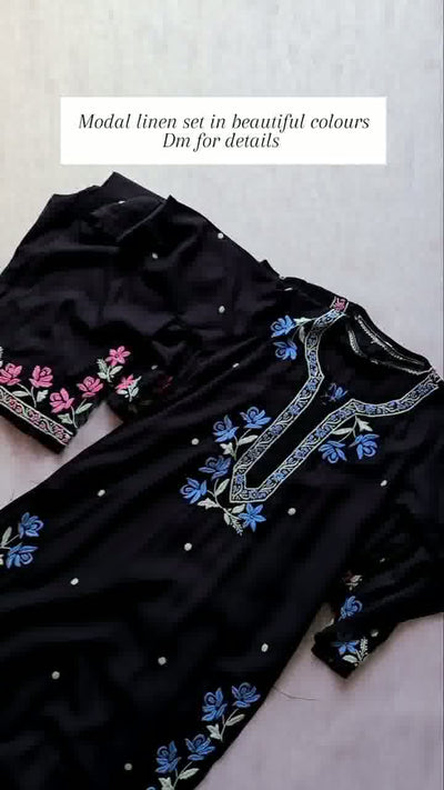 Multi embroidery on kurta and trouser
