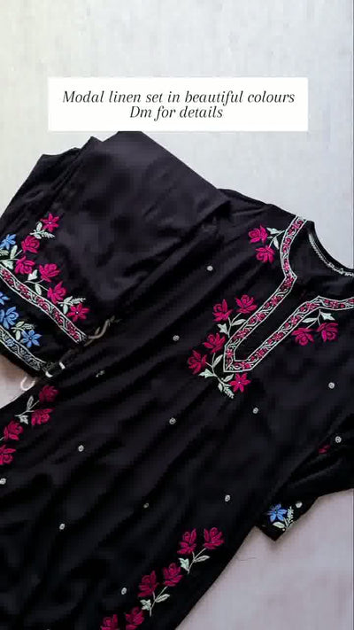 Multi embroidery on kurta and trouser