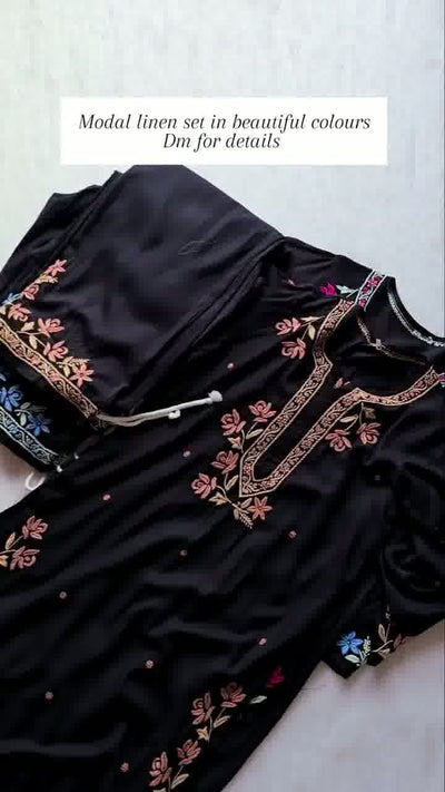 Multi embroidery on kurta and trouser