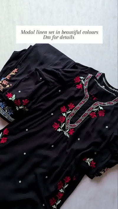 Multi embroidery on kurta and trouser