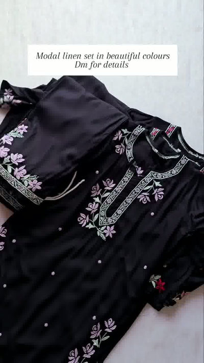 Multi embroidery on kurta and trouser