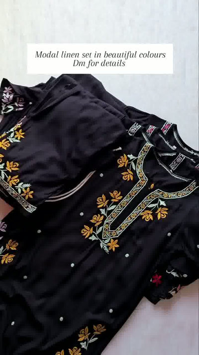 Multi embroidery on kurta and trouser