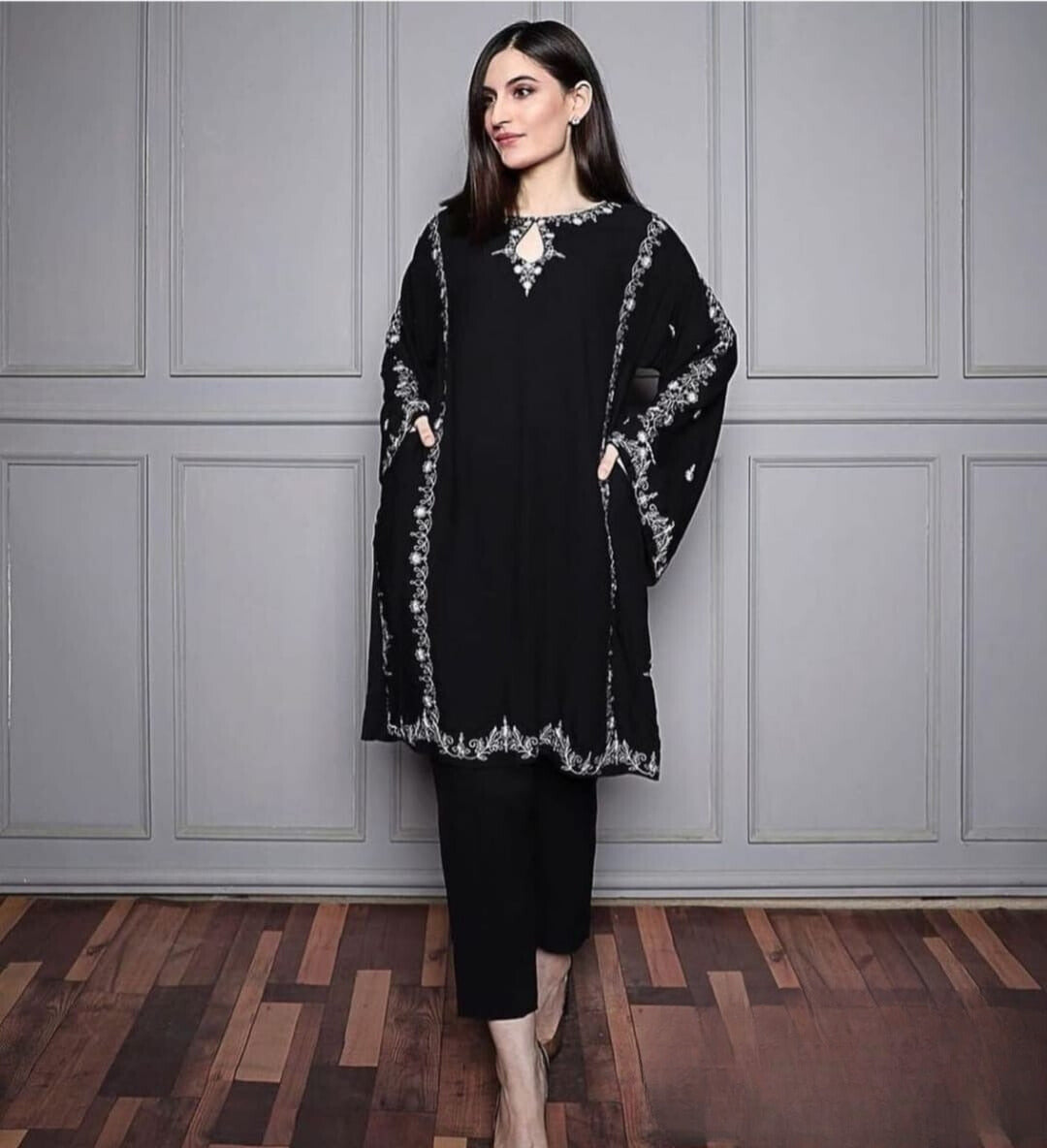 Agha noor design mirror work embroidered 2 piece dress