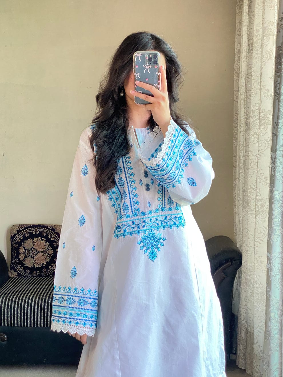 White/Blue Lawn 3PC