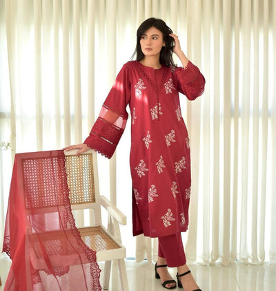 Hooriya Mehroon 3 PC